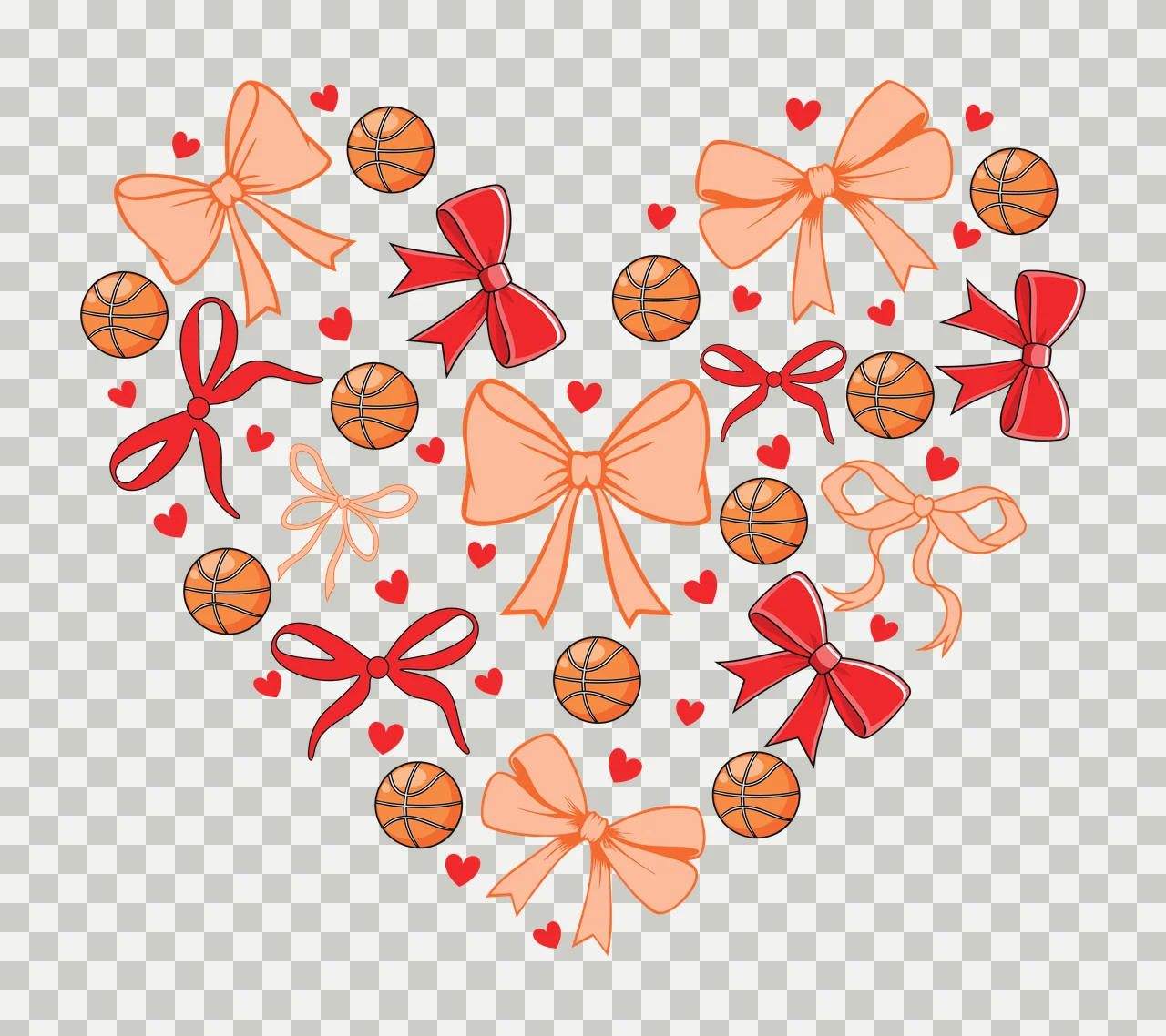 Hearts Bow Heart Shape Made Of Black Bows forming circles silhouette transparency and detail preview thumbnail
