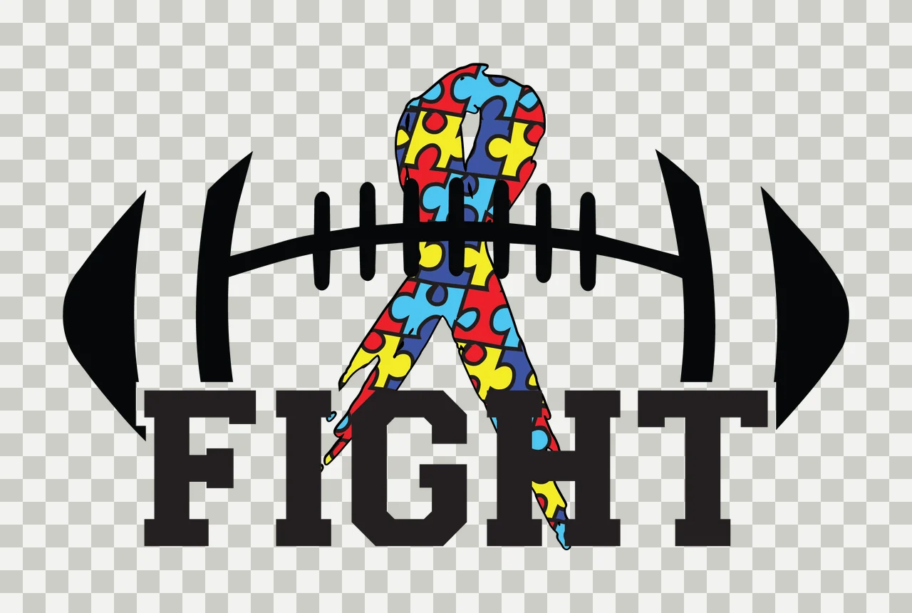 Fight Typography With Football Graphic text ribbon black white transparency and detail preview thumbnail