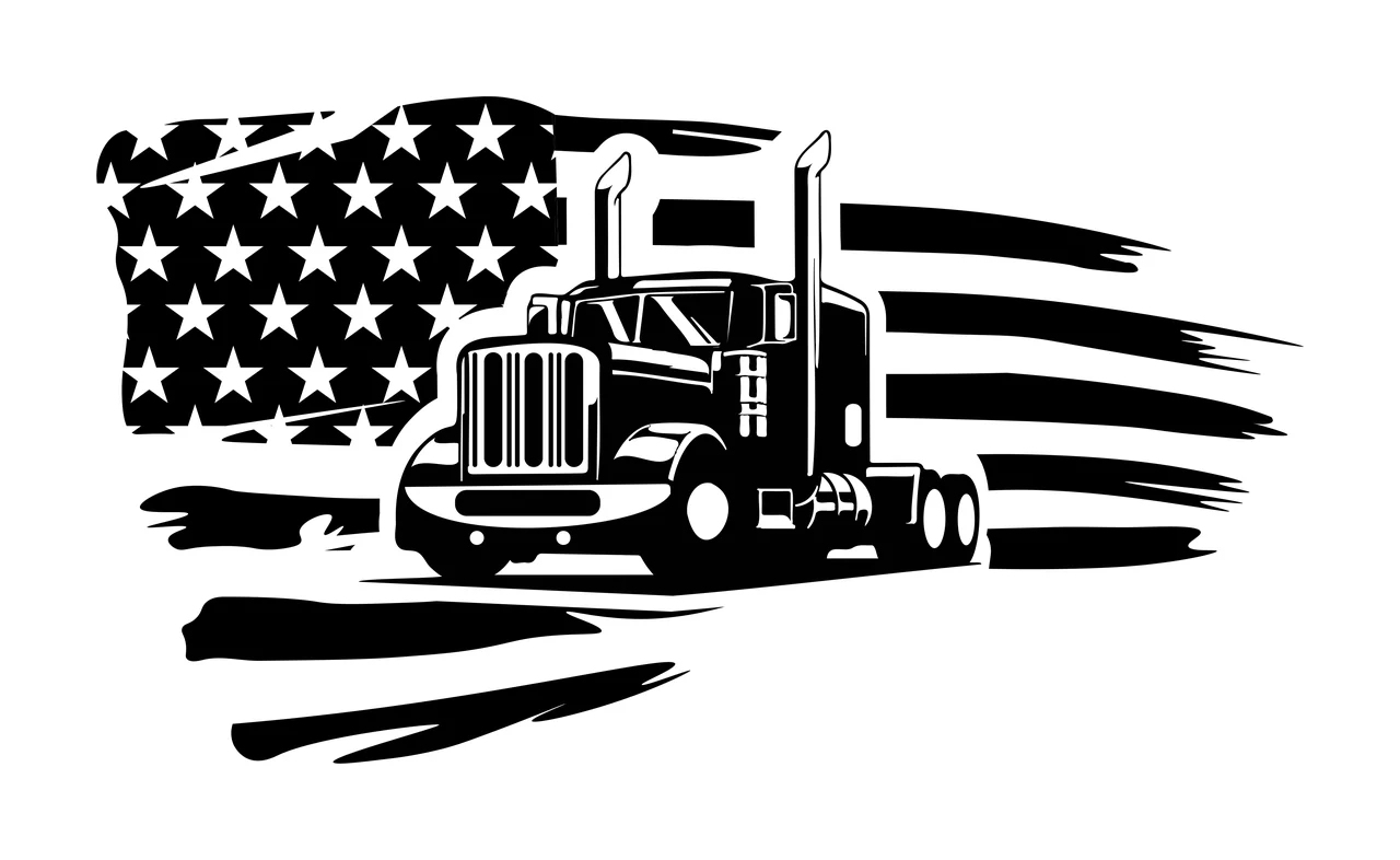 Semi Truck Flag On Distressed Background driving stars stripes