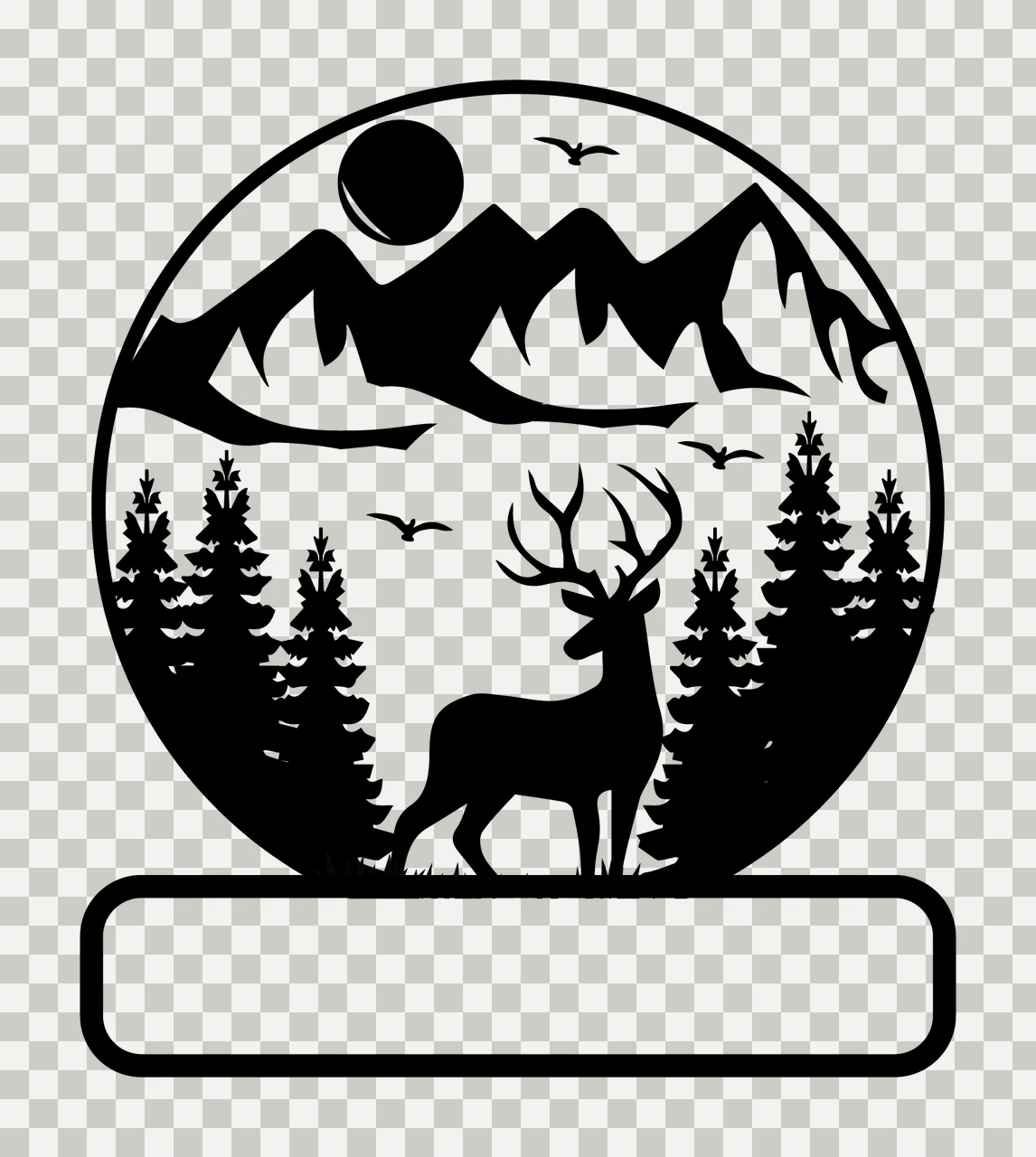 Deer Silhouette Inside Mountain Scene standing mountains trees transparency and detail preview thumbnail