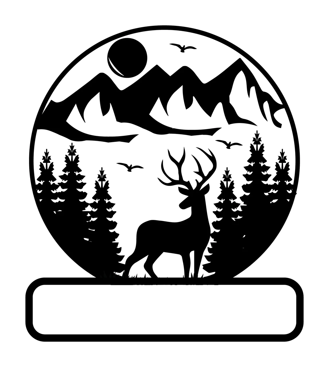 Deer Silhouette Inside Mountain Scene standing mountains trees