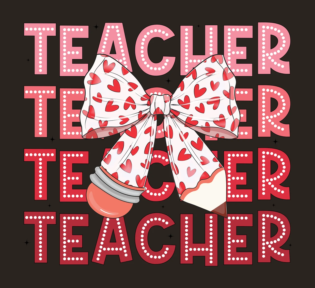 Teacher Bow Text Pattern display bold lettering black white contrast preview thumbnail