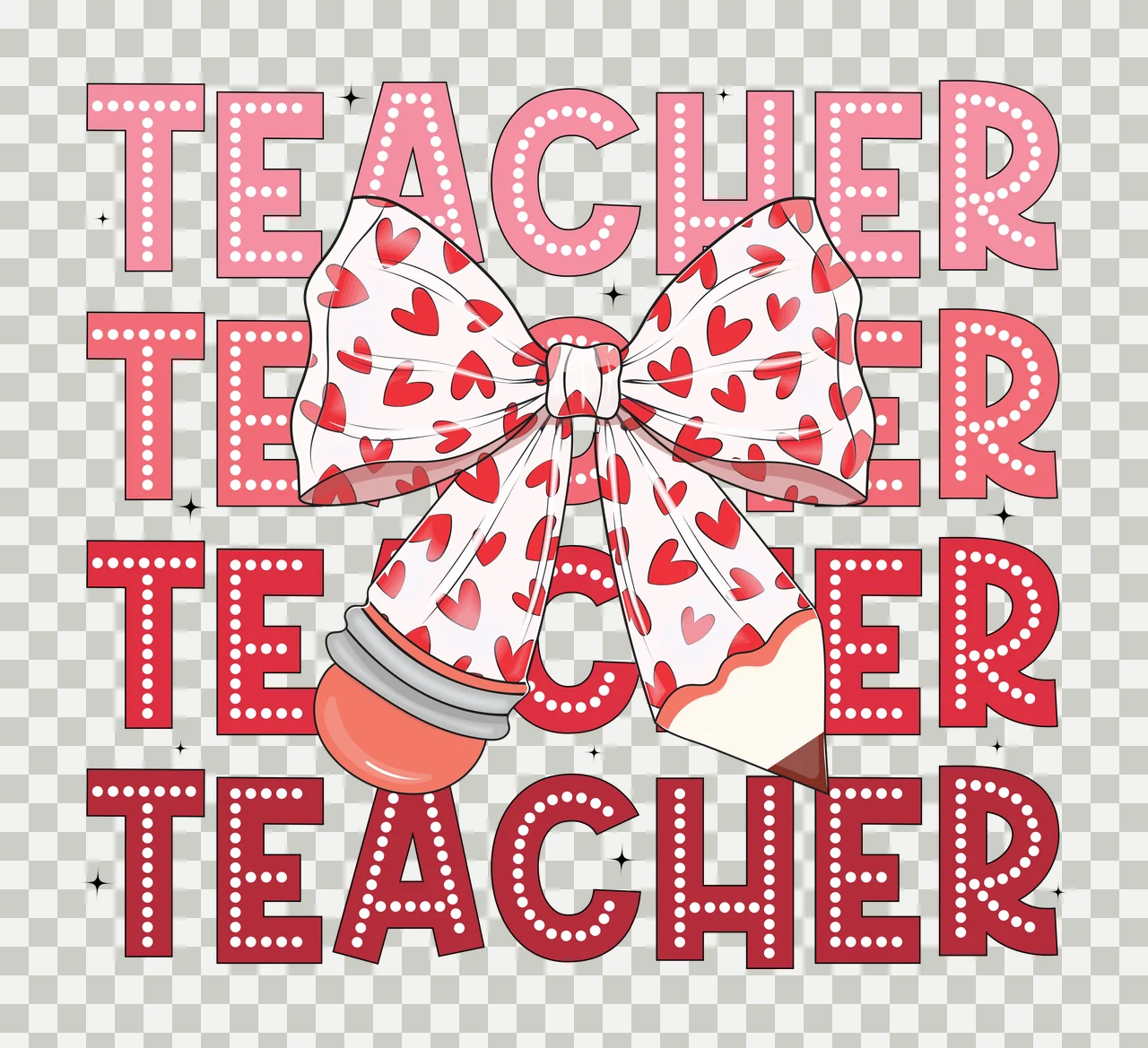 Teacher Bow Text Pattern display bold lettering black white transparency and detail preview thumbnail