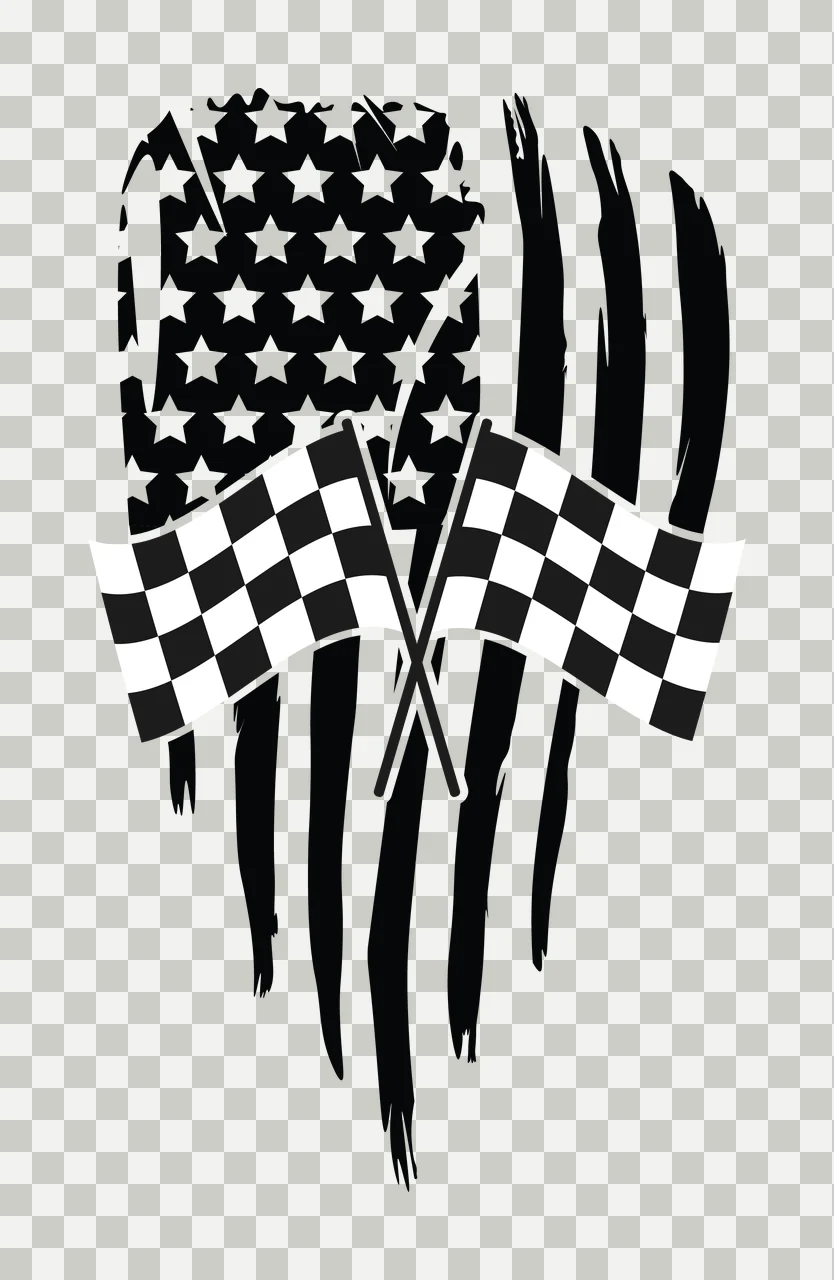 Flag Two Crossed Checkered Flags Over A Vertical striped stars transparency and detail preview thumbnail