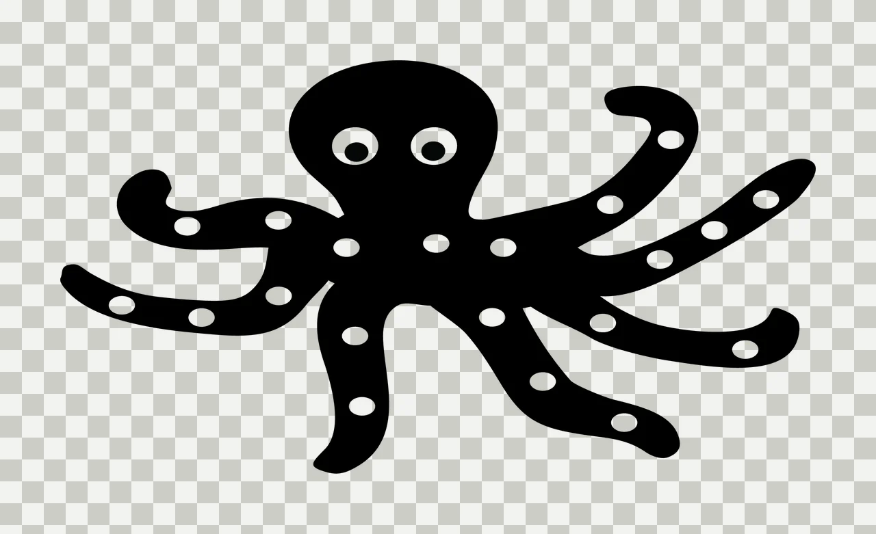 Sea Animal Black Silhouette Octopus With Dots eyes creature transparency and detail preview thumbnail