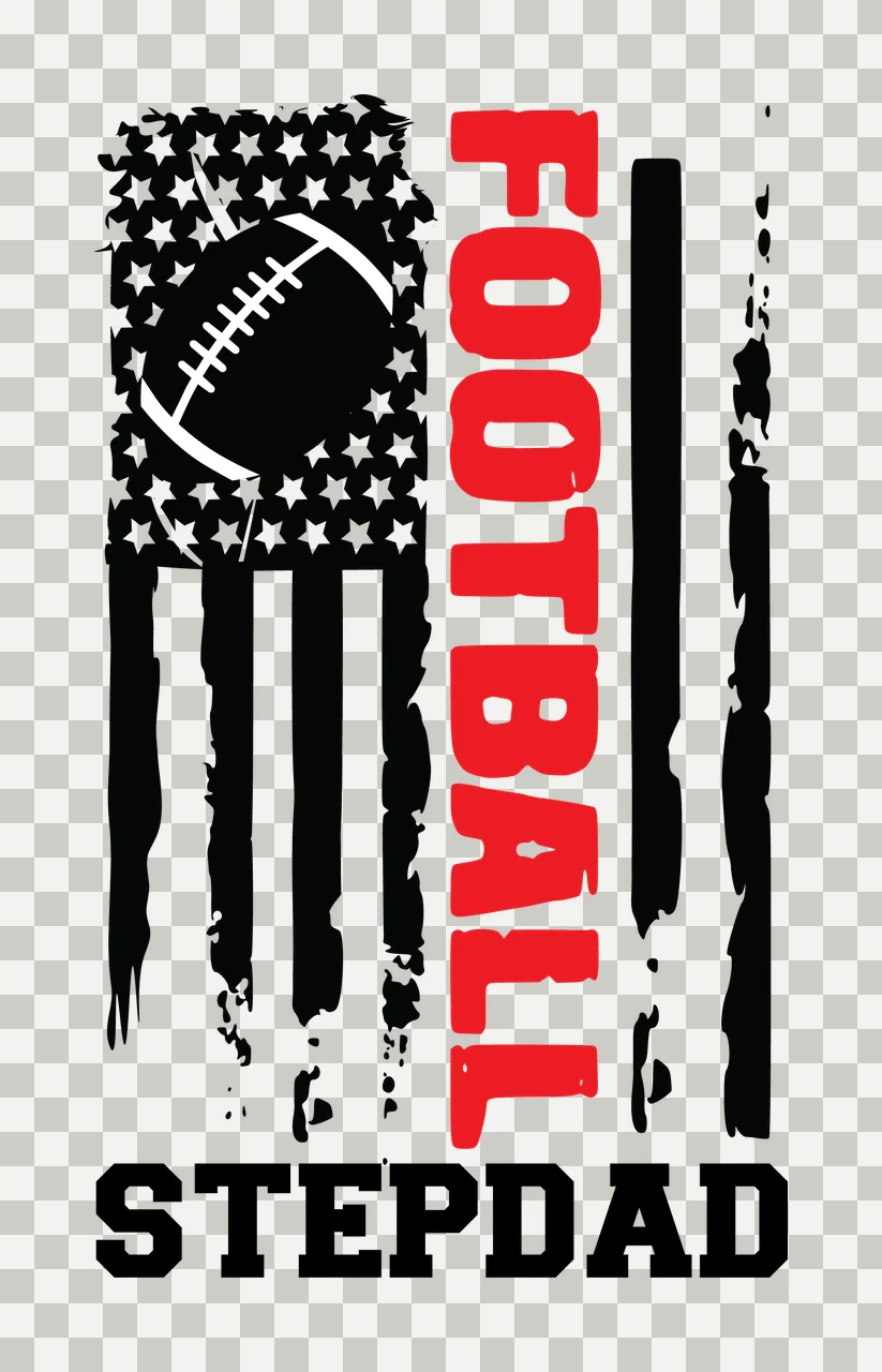 Football Stepdad Patriotic Flag Distressed stars stripes black transparency and detail preview thumbnail