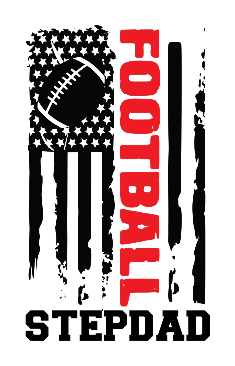 Football Stepdad Patriotic Flag Distressed stars stripes black