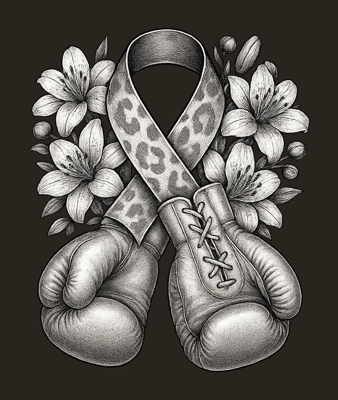 Lung Cancer white ribbon with boxing gloves sublimation contrast preview thumbnail