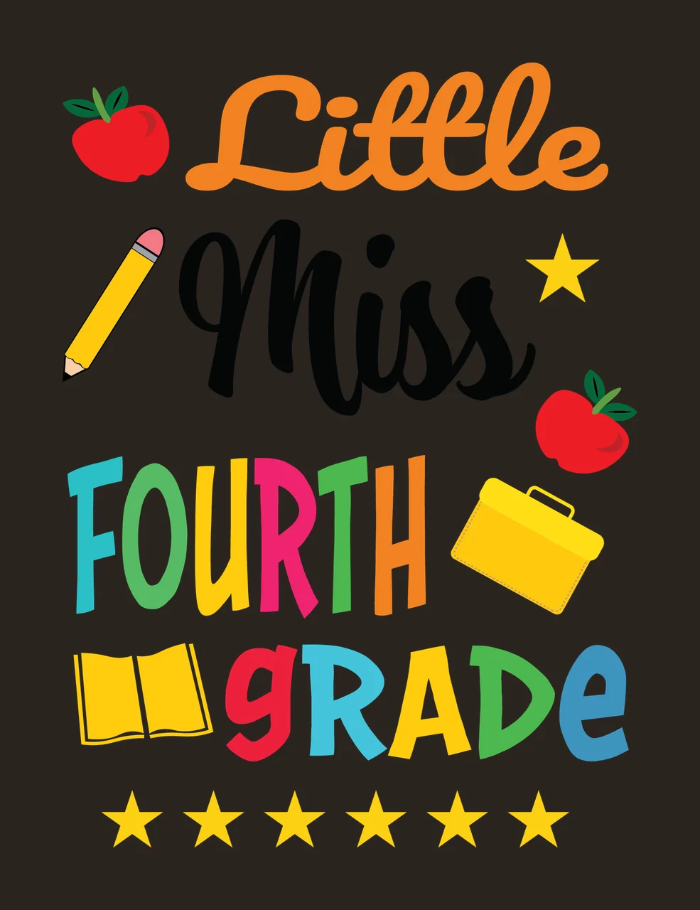 School Little Miss Fourth Grade Supplies apple pencil stars contrast preview thumbnail