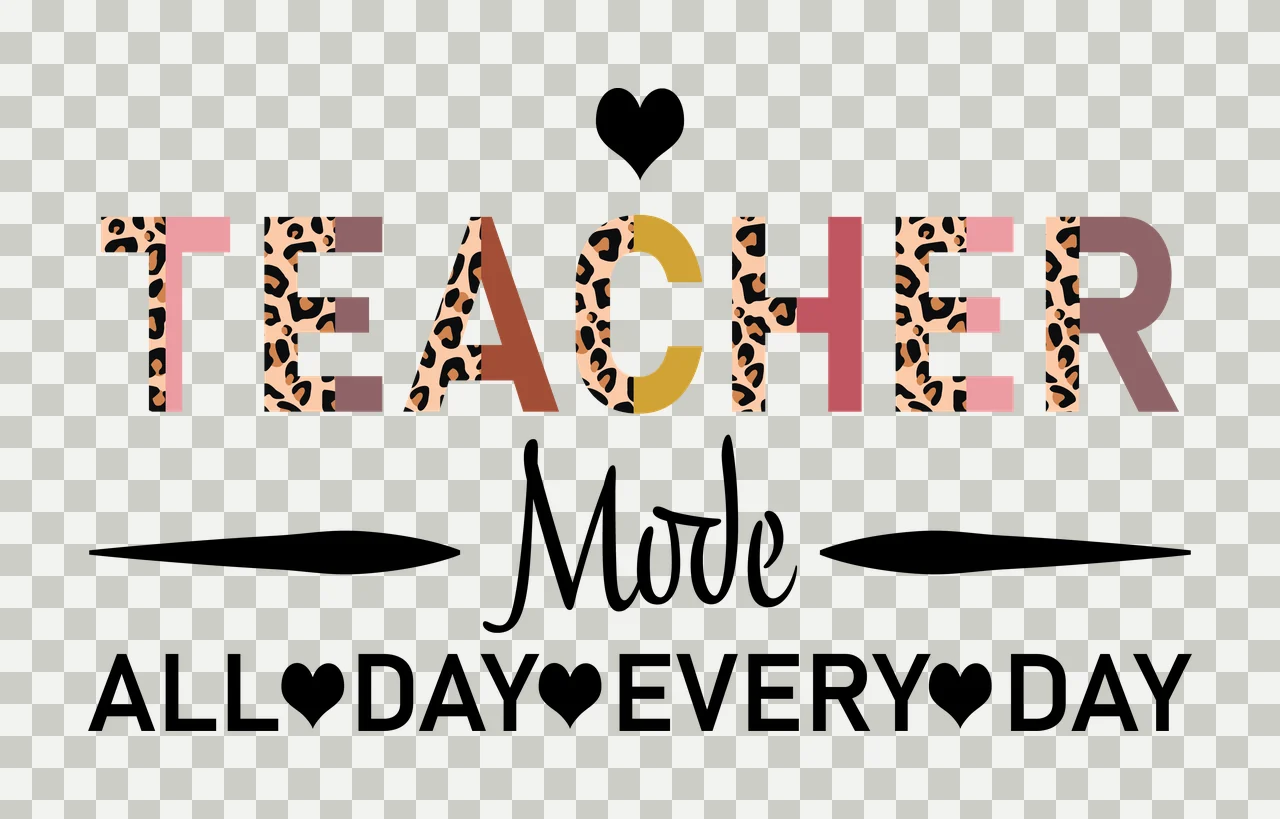 Teacher Mode All Day Every Day Typography Graphic heart Variation transparency and detail preview thumbnail