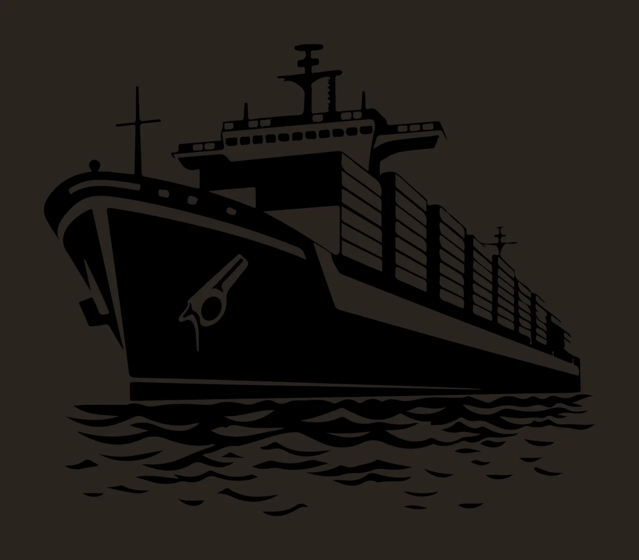 Ship Large Cargo Sailing On Water black white plain background contrast preview thumbnail