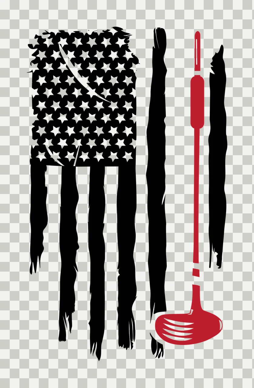 Golf Flag Graphic With Stars And Single Vertical club brush strokes transparency and detail preview thumbnail