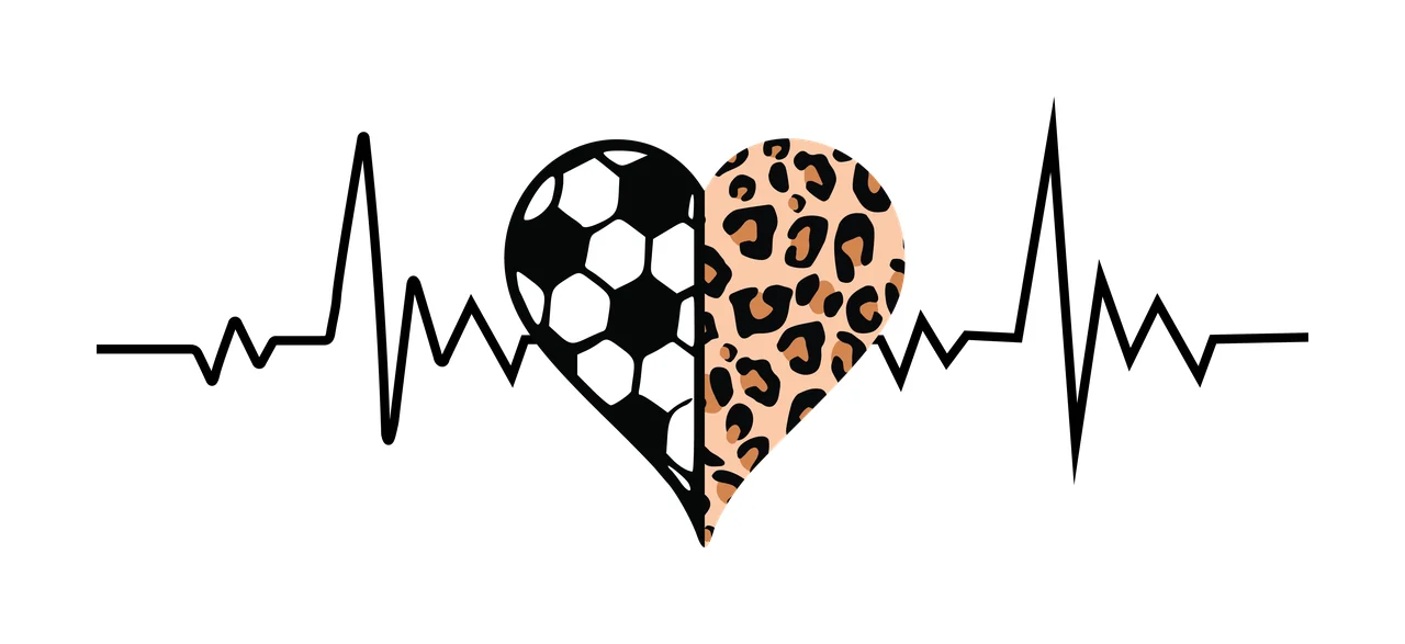Heart Heartbeat Line With Leopard Print Half pattern graphic