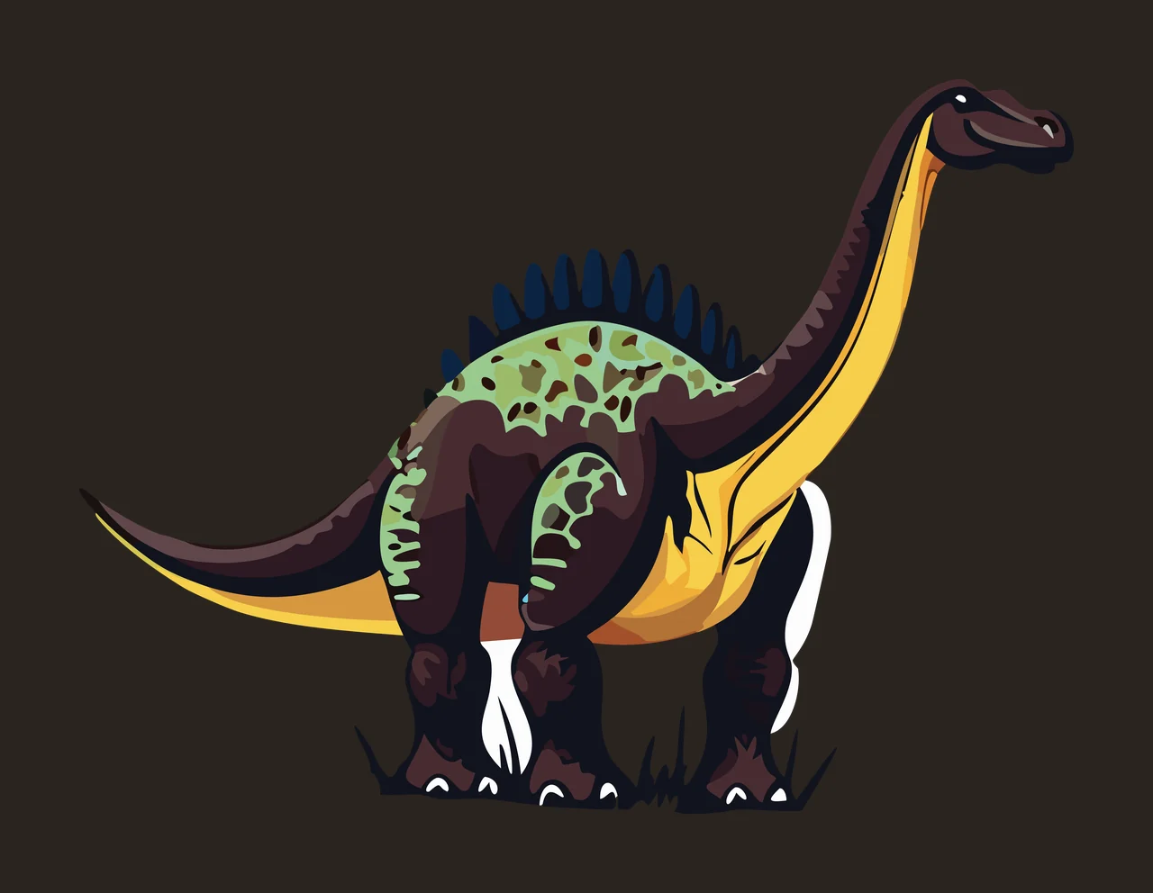 Dinosaur Silhouette With Long Tail standing body spikes black contrast preview thumbnail