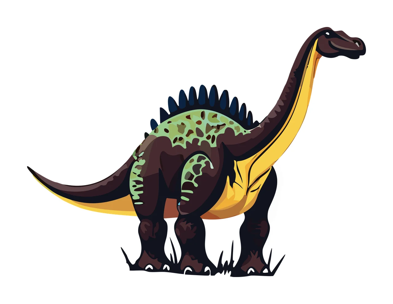 Dinosaur Silhouette With Long Tail standing body spikes black
