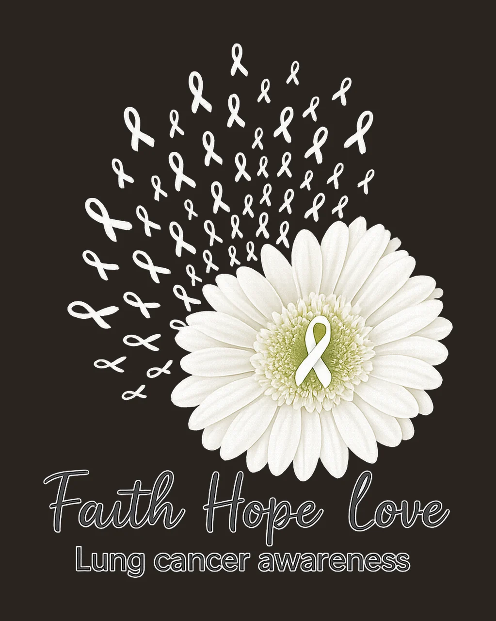 Lung Cancer Awareness White Ribbon Daisy Art for Medical contrast preview thumbnail