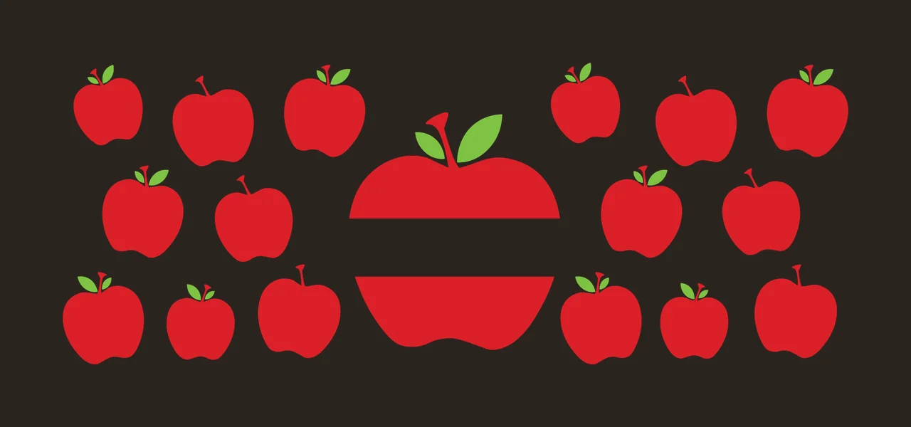 Can Glass Wrap Apple Shape Pattern Surrounding Centerpiece apples contrast preview thumbnail