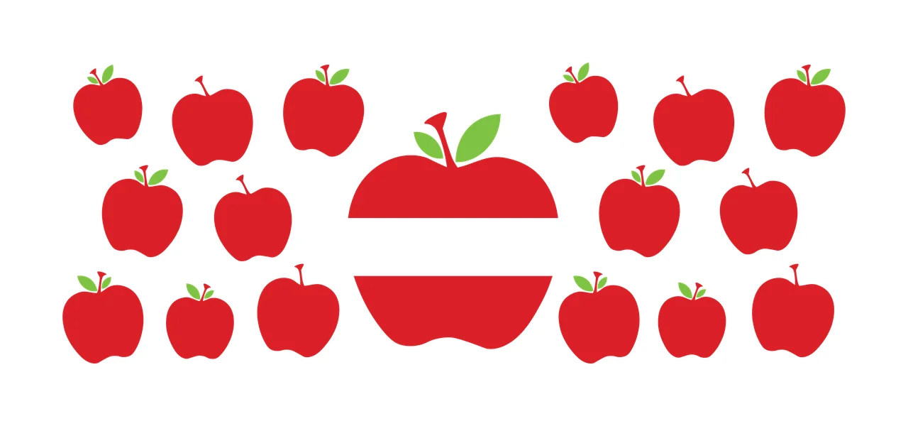 Can Glass Wrap Apple Shape Pattern Surrounding Centerpiece apples