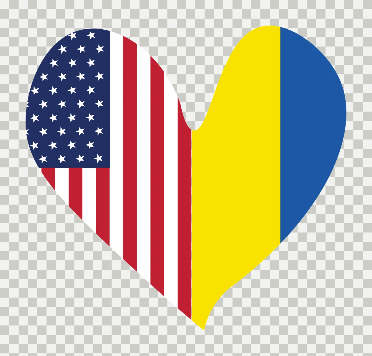 Heart-shaped flag composition Illustration with heart shape, American flag pattern stars and stripes, Romanian flag pattern yellow and blue vertical and red stripes in white transparency and detail preview thumbnail