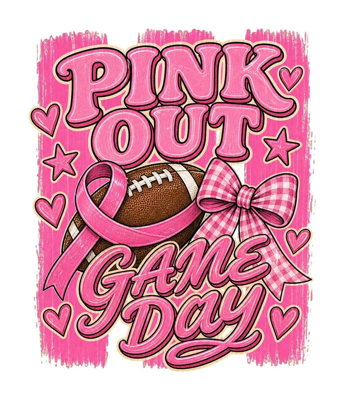Pink Out Game Day Breast Cancer Football Design Variation C