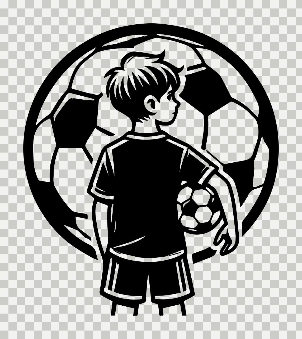 Soccer Ball Player In Front standing person clothing line art transparency and detail preview thumbnail