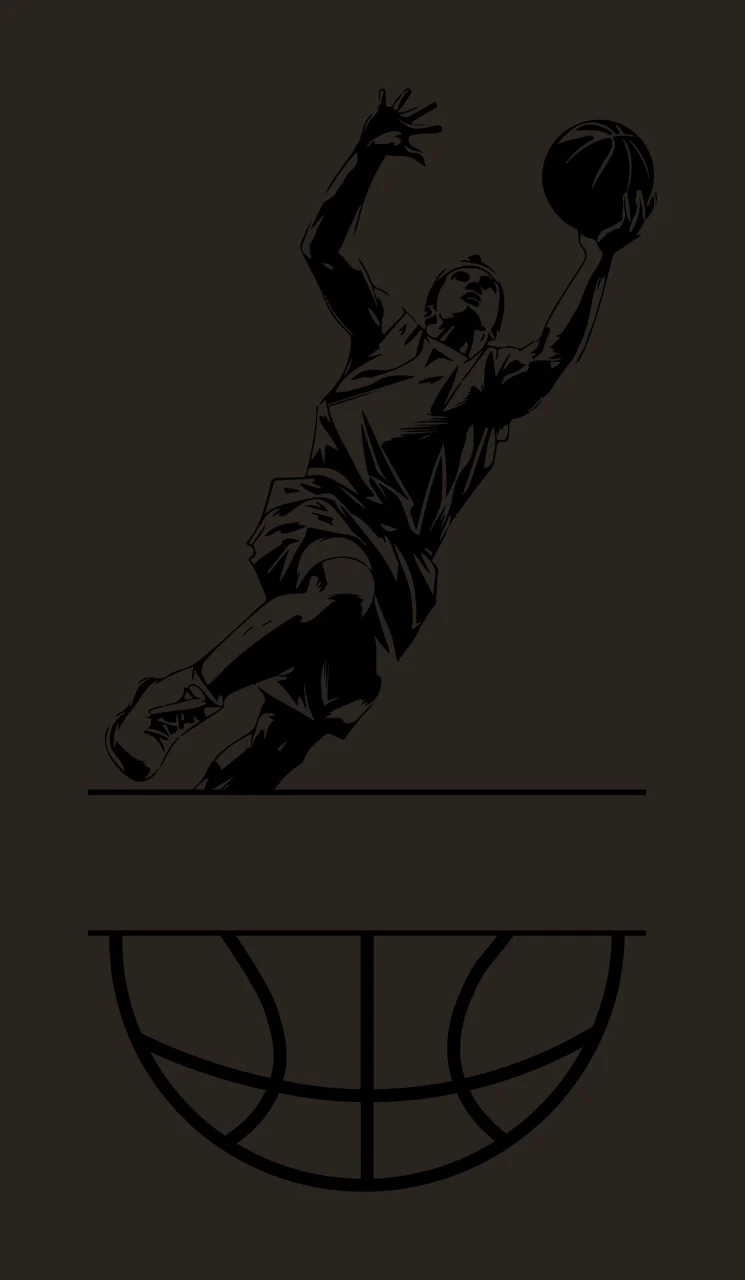 Ball Basketball Player Jumping With Silhouette hoop black white contrast preview thumbnail