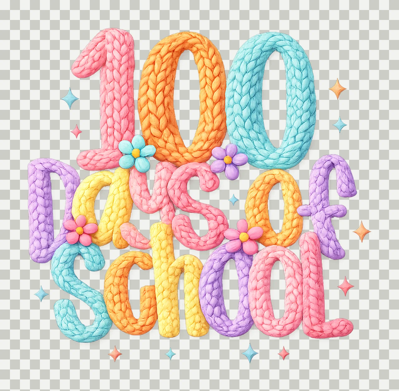 Latch Hook Yarn 100 Days of School Crochet Design Teacher transparency and detail preview thumbnail