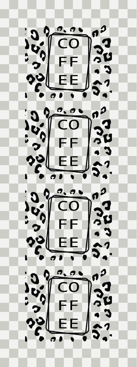 Coffee Text Repeated in Leopard Pattern Box Print Black and White Repeating Texture transparency and detail preview thumbnail