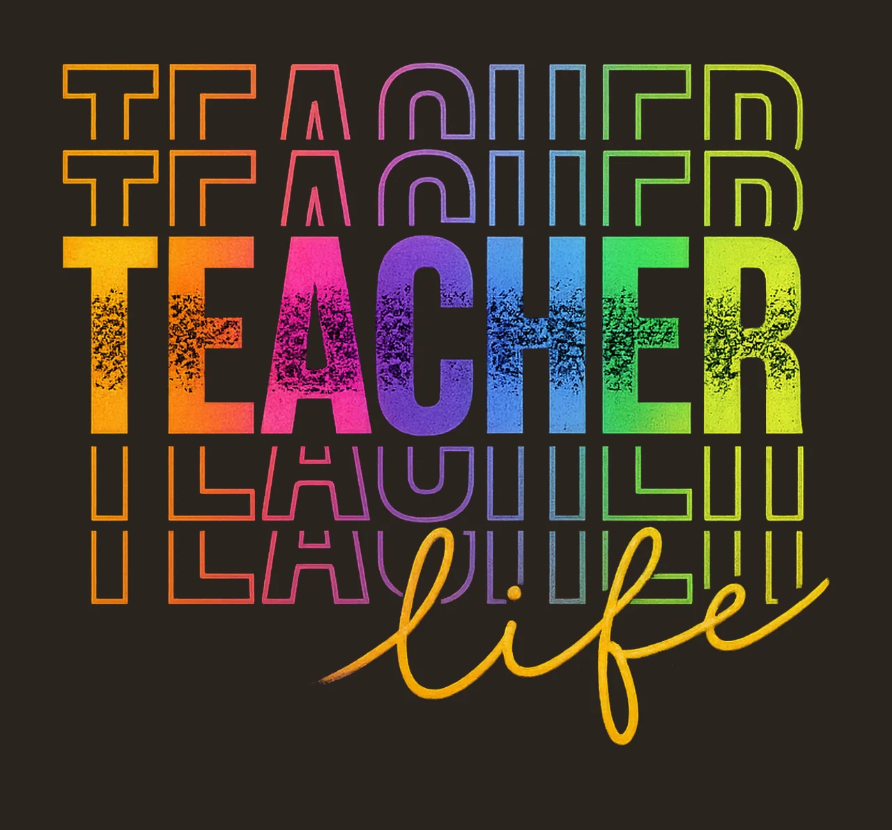 Teacher life colorful leopard sublimation design teacher contrast preview thumbnail
