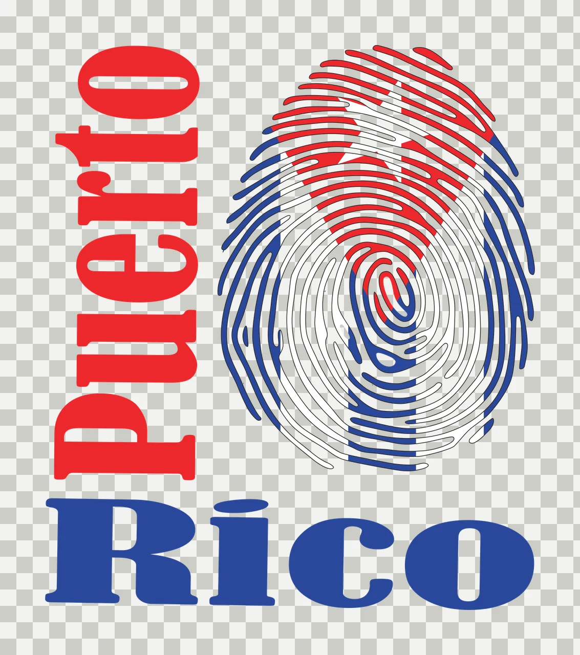 Puerto Rico Text With Fingerprint Graphic inscription Labeling transparency and detail preview thumbnail