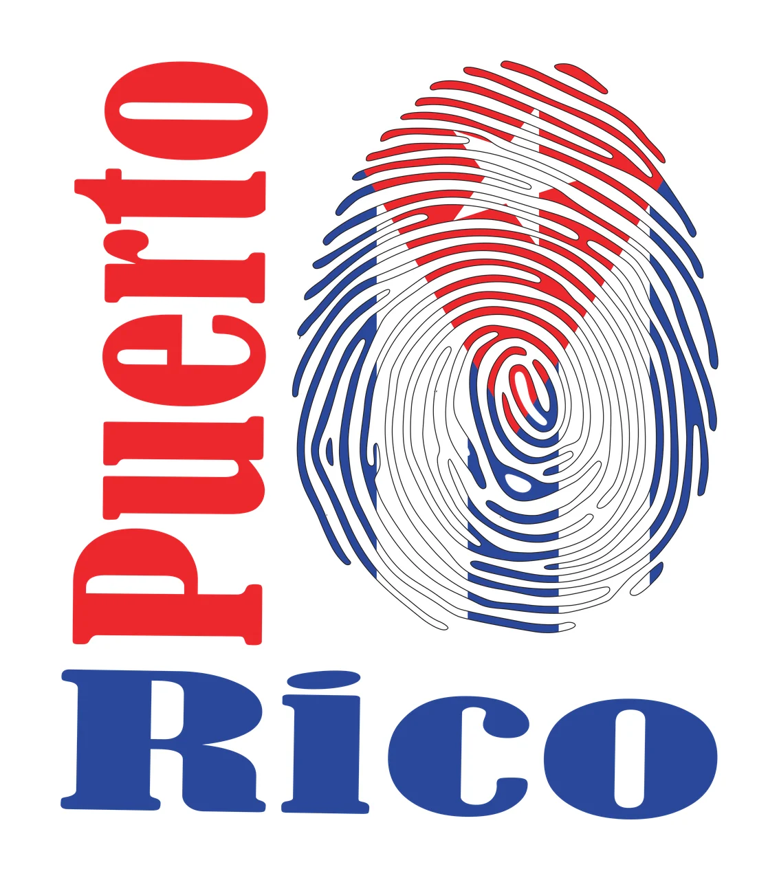 Puerto Rico Text With Fingerprint Graphic inscription Labeling