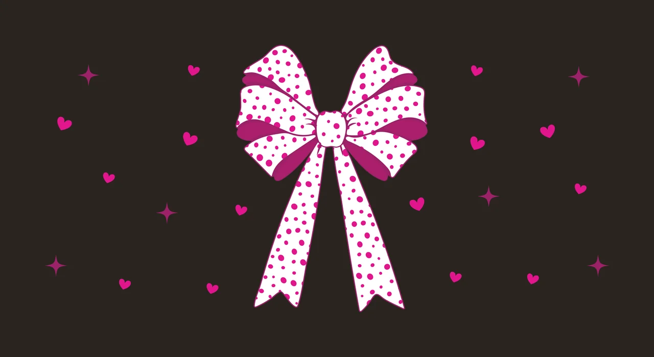 Bow Black With Hearts And Stars ribbon floating silhouette contrast preview thumbnail