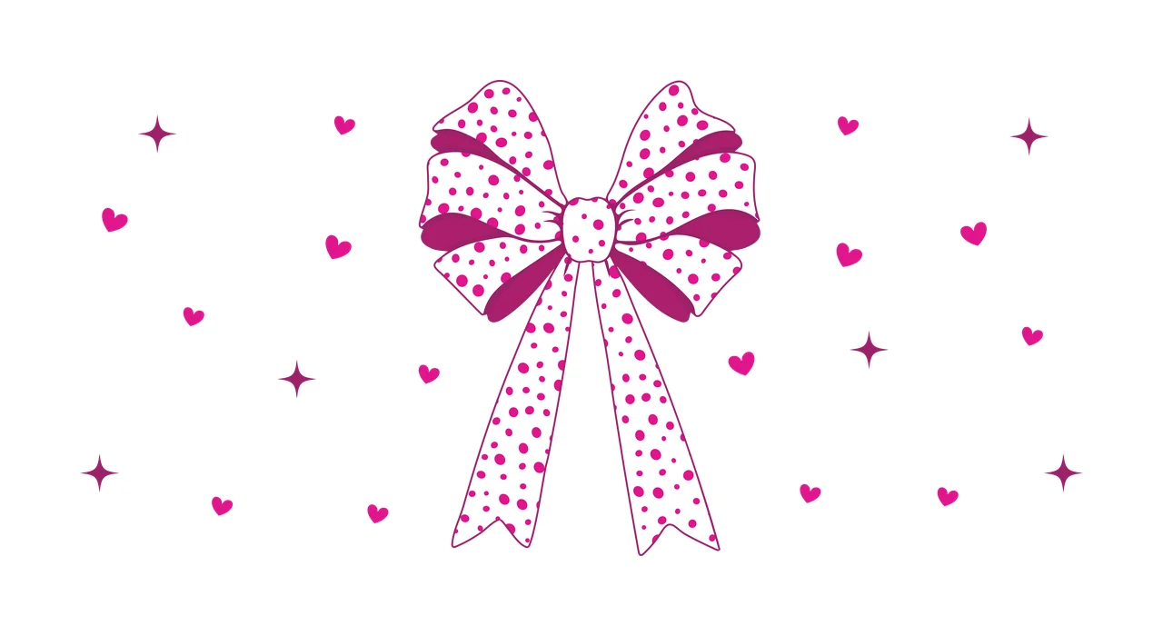 Bow Black With Hearts And Stars ribbon floating silhouette