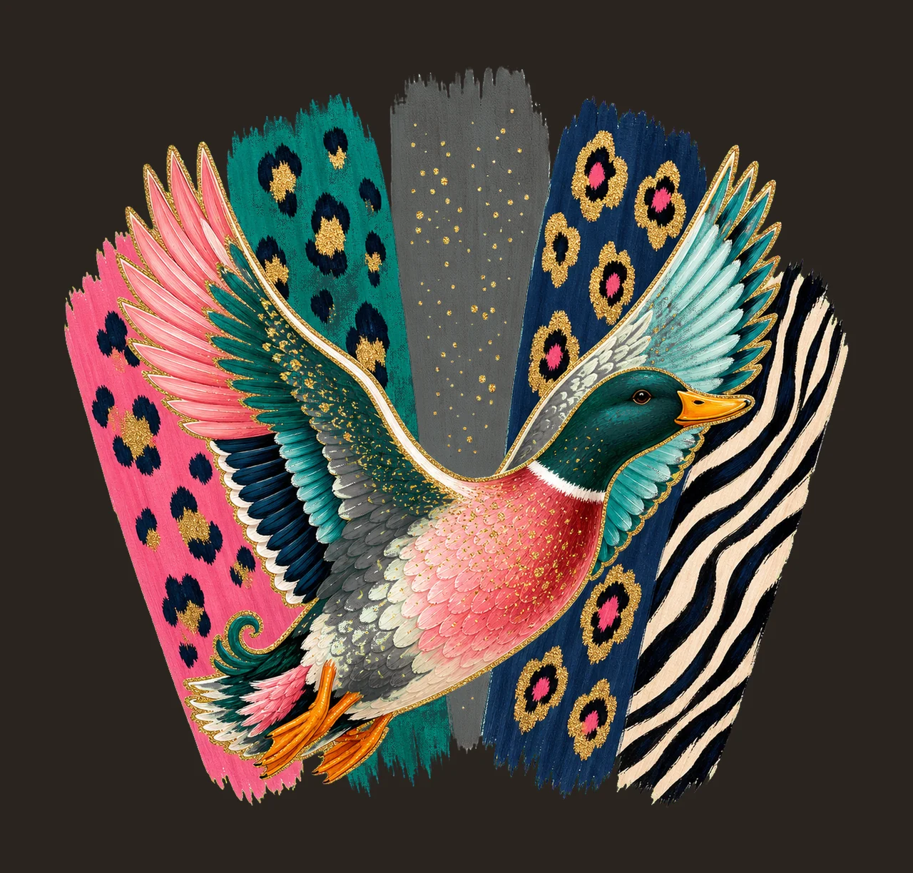 Flying Mallard Duck Colorful Preppy Hunting Variation D contrast preview thumbnail