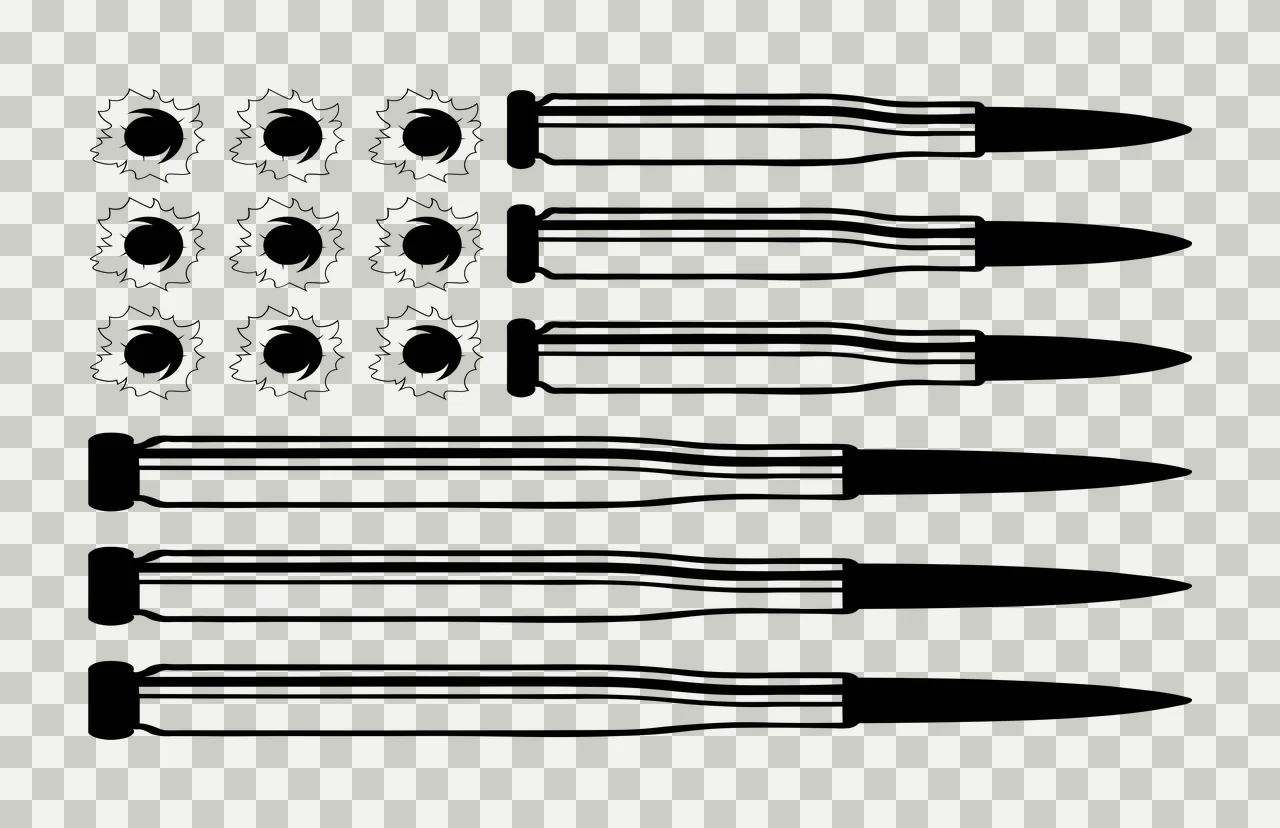 Flag Composed Of Bullets casing line drawing black white ammunition transparency and detail preview thumbnail