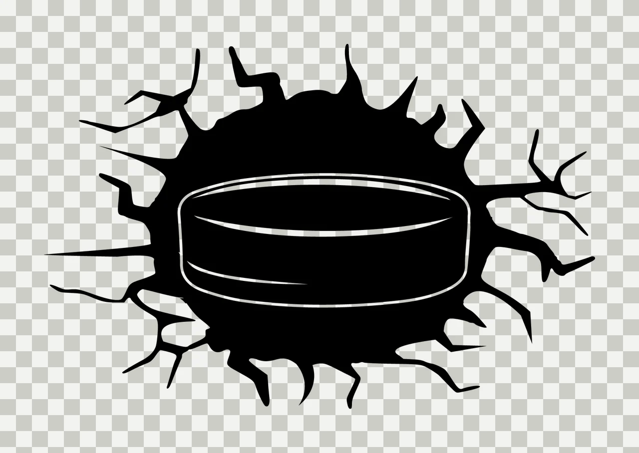 Hockey Puck With Crack And Sports In Black transparency and detail preview thumbnail