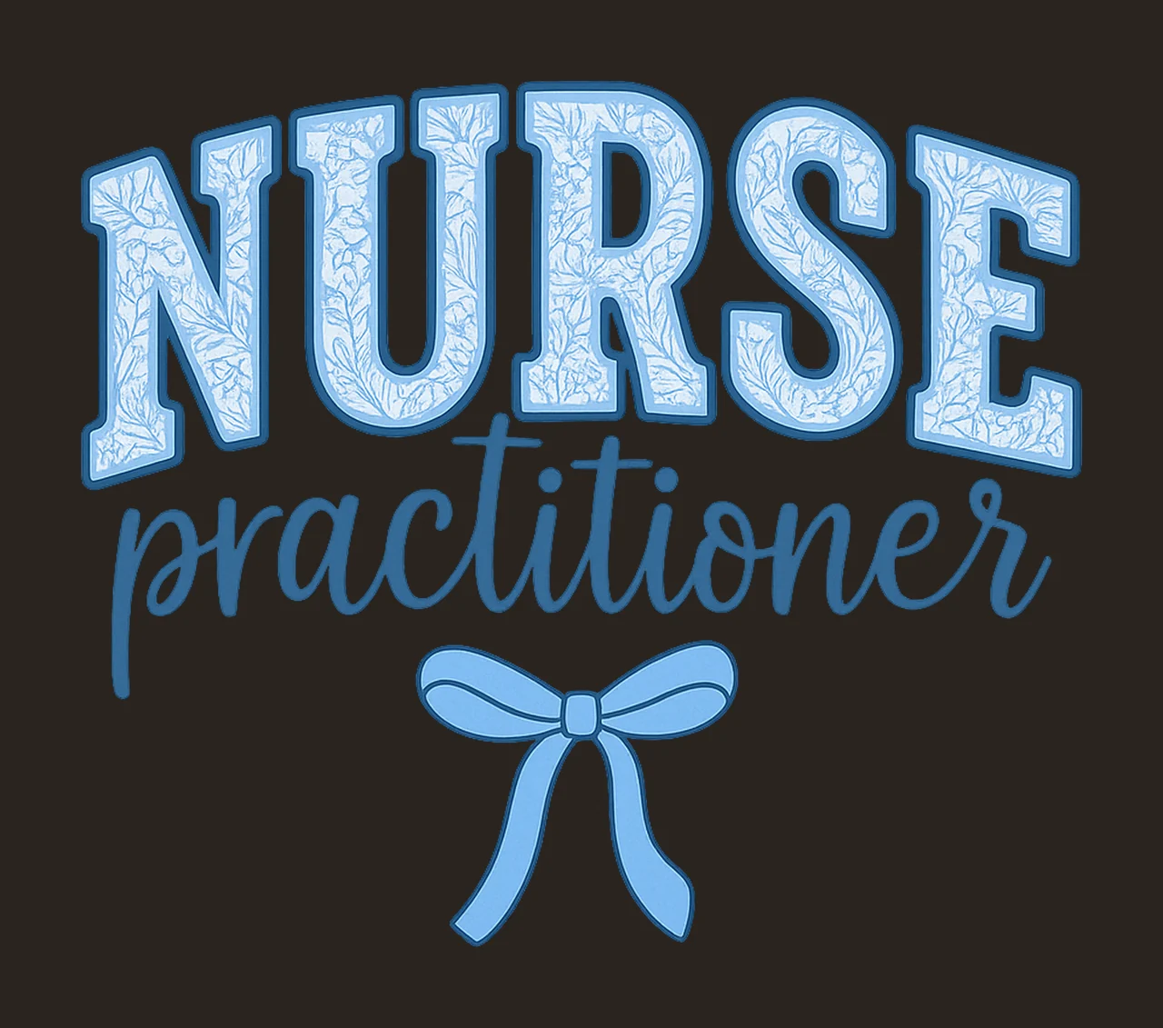Floral Nurse Practitioner Bow Sublimation Design Cute Nurse contrast preview thumbnail