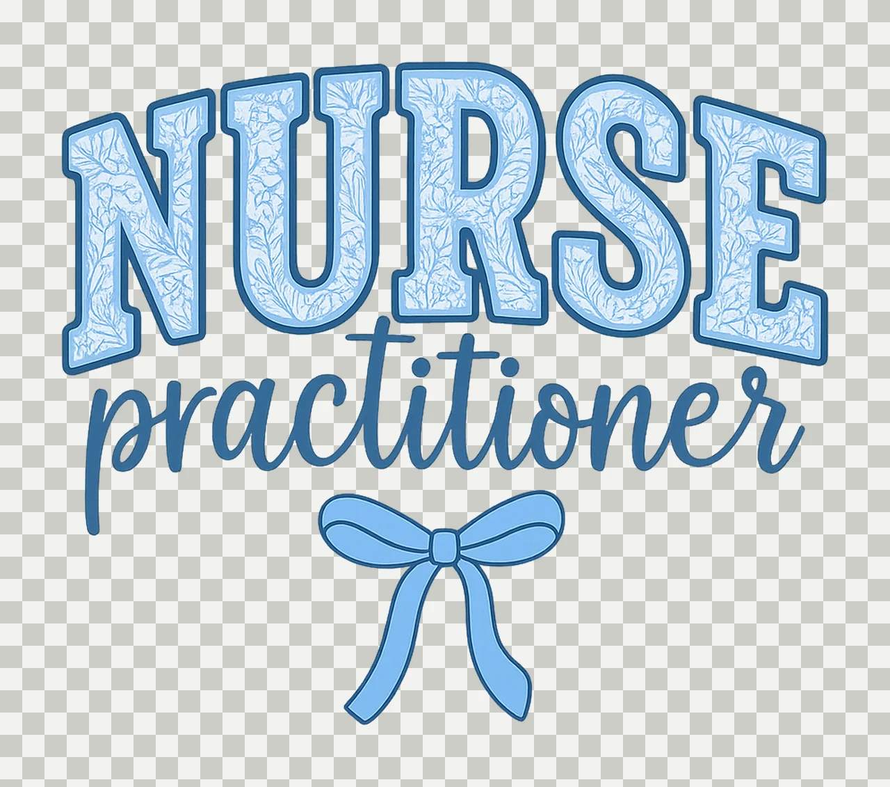 Floral Nurse Practitioner Bow Sublimation Design Cute Nurse transparency and detail preview thumbnail