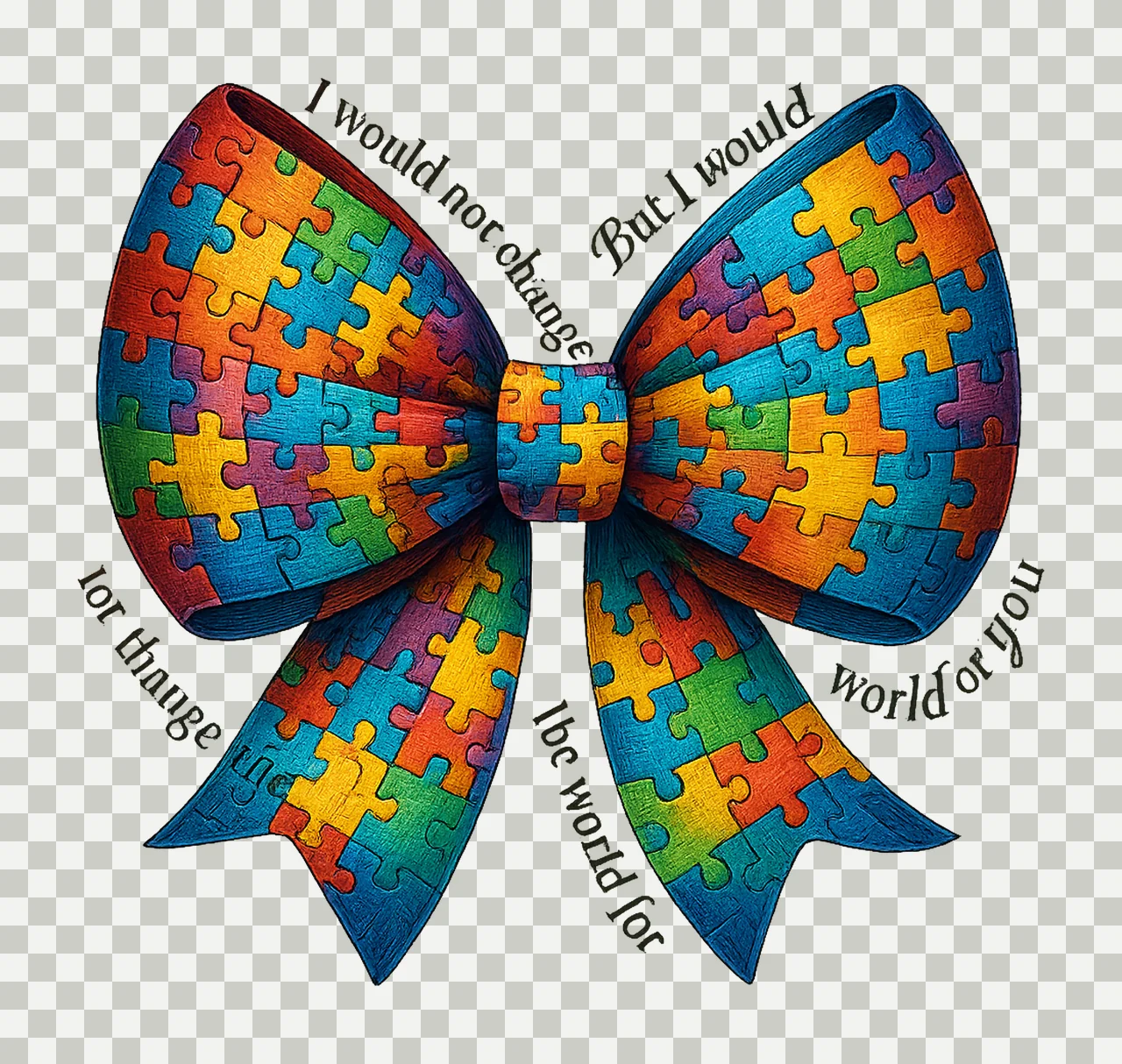 Autism bow Coquette bow design Autism awareness Artwork transparency and detail preview thumbnail