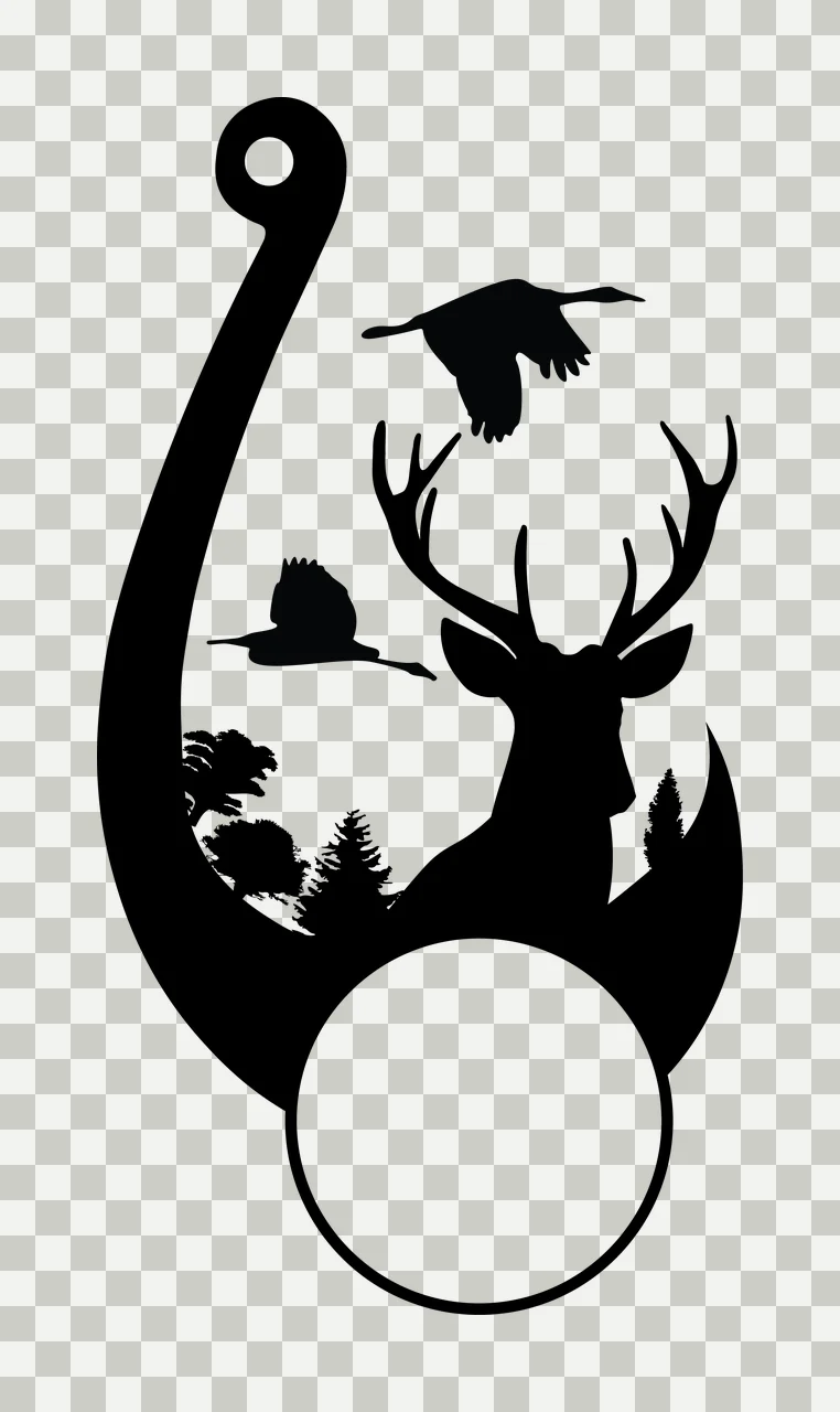 Deer Monogram Hunting Fishing Character 08 hunter buck antlers transparency and detail preview thumbnail