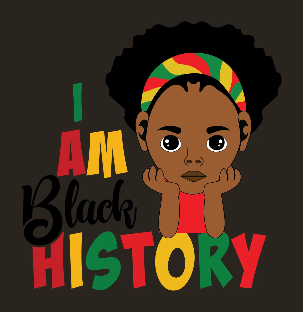 I Am A Black History Text Illustration human silhouette representing contrast preview thumbnail
