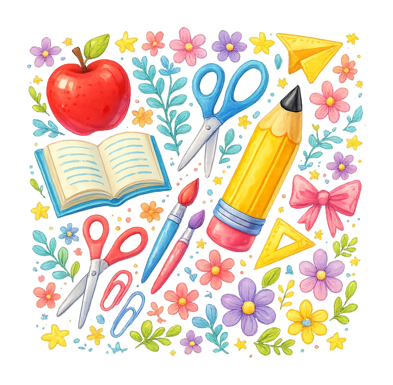 Floral Teacher Pencil Coquette Back to School Design 1st Day