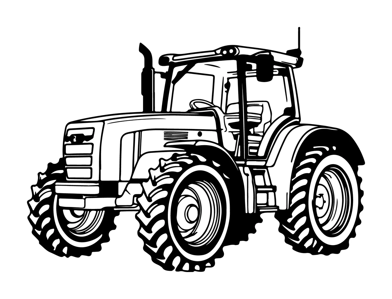Modern Tractor Farm Machinery Outline Drawing stationary wheels