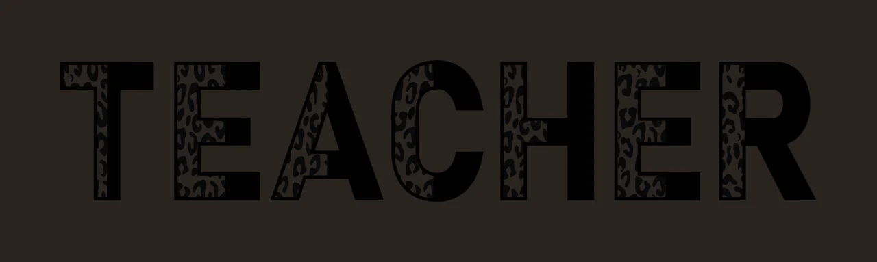 TEACHER Typography Design with black letters, leopard print pattern and white background contrast preview thumbnail