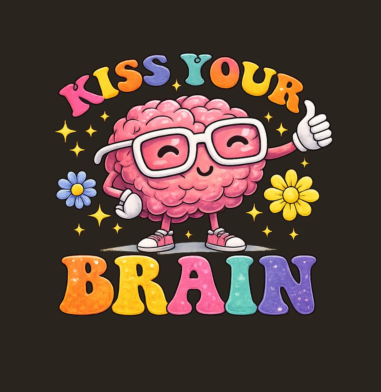 Kiss Your Brain Teacher Appreciation Mental Health Awareness contrast preview thumbnail