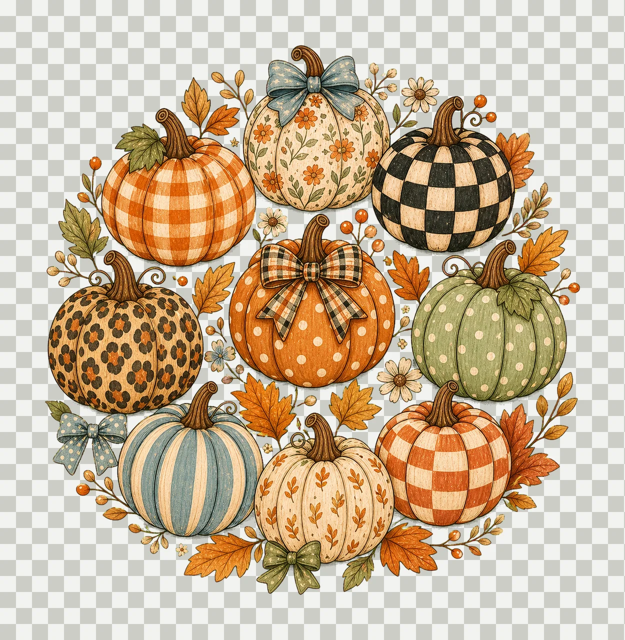 Pumpkin Preppy Fall Pumpkin Sublimation Cute Variation C transparency and detail preview thumbnail