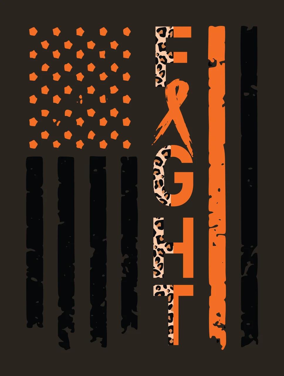Fight With American Flag Distressed Design ribbon black white contrast preview thumbnail