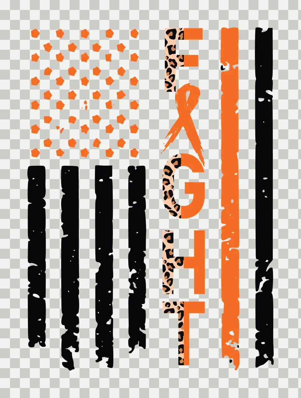 Fight With American Flag Distressed Design ribbon black white transparency and detail preview thumbnail