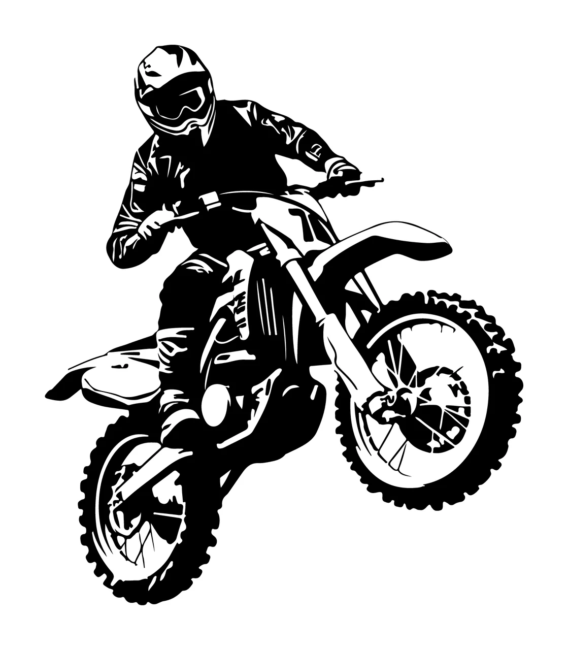 Motocross Rider On Dirt Bike Silhouette jumping helmet wheels