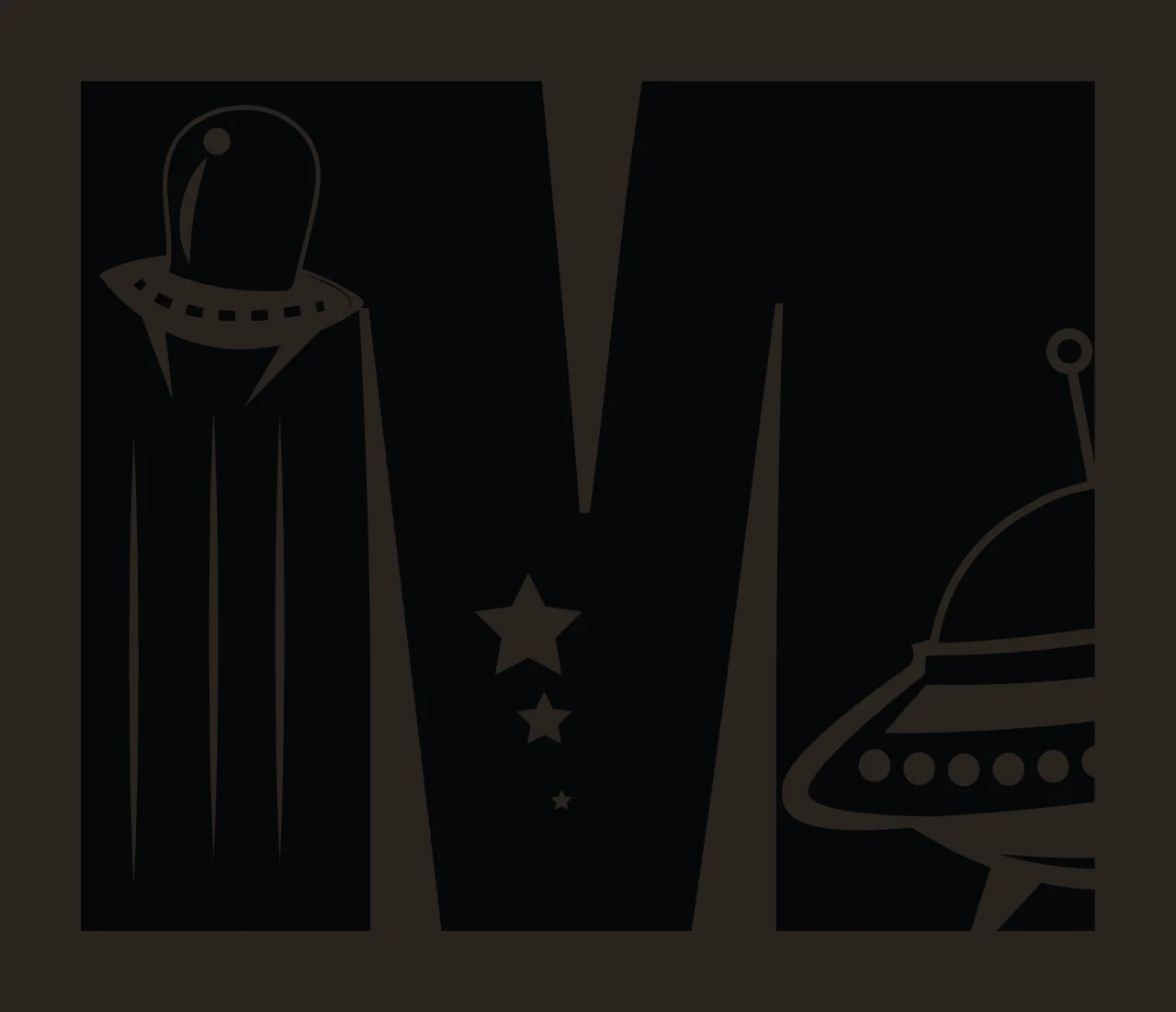 Space Letter M Decorating With Elements Ufo contrast preview thumbnail